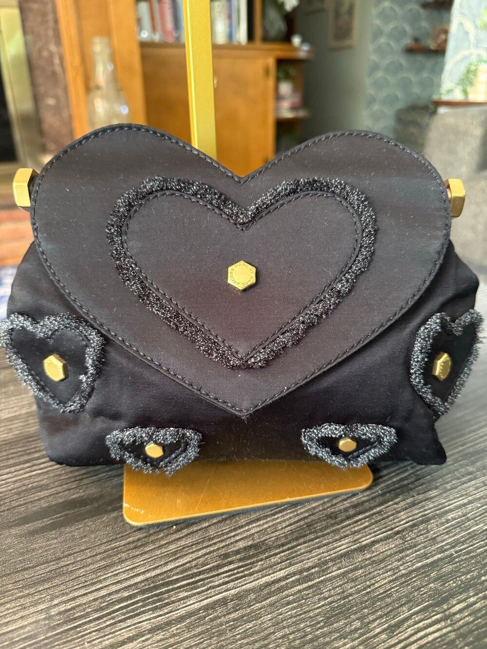 Marc by Marc Jacobs Vintage "Party Girl" Heart Appliqué Nylon Clutch Bag - Black